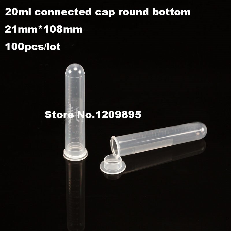 Tubo de centrífuga de plástico de 20ml, tubo de prueba de 21mm x 100mm, Vial transparente, contenedor de PP, suministros de muestras de laboratorio, 108 unids/lote
