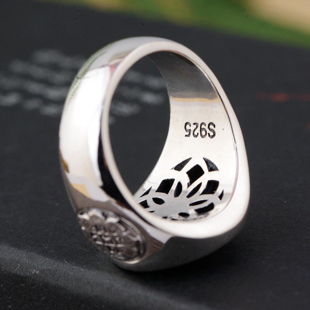 Vintage 925 Sterling Silver Jewelry Exaggerated Large Mens Rings Rotatable Jiugong Bagua Twelve Chinese Zodiac Signs