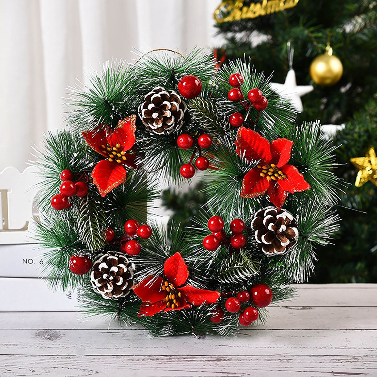 Weihnachten Kranz Dekorationen Leucht Elch Weihnachten Treeplants Hochzeit Dekorative Blumen Kränze Heimat Dekor #35: Tiefe Saphir