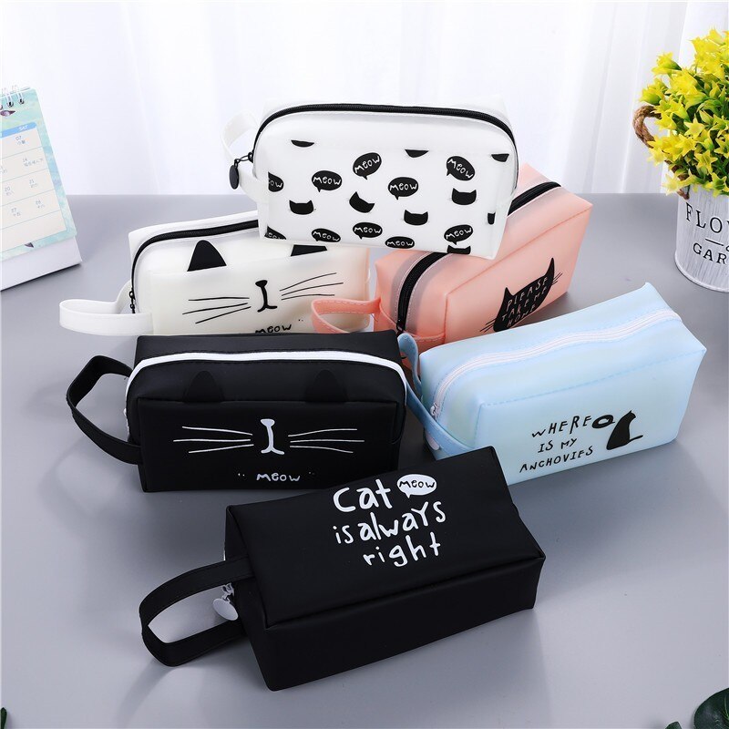 Estuches Kawaii de gran capacidad, bolsas de lápices escolar, caja de lápices con Gato bonito , estuche, material de papelería para oficina y Escuela 04892