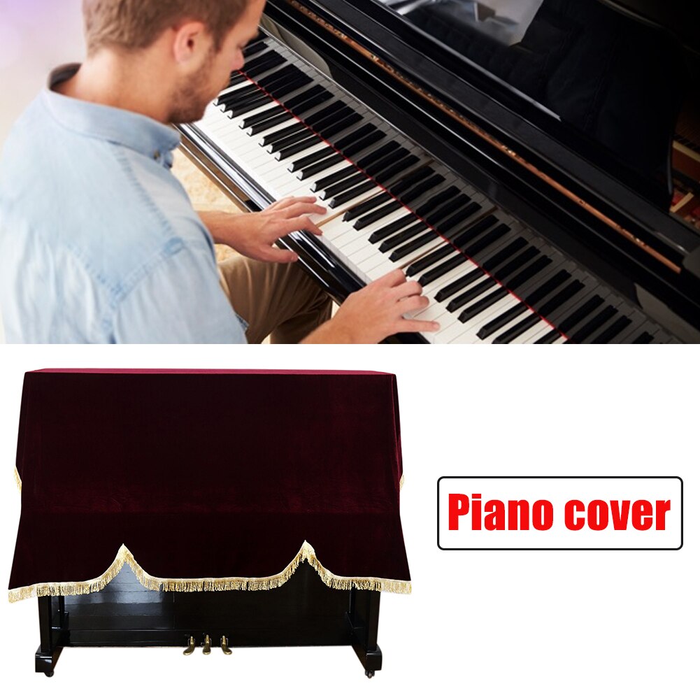 Universal Piano Cover Home Protective Gold Velvet Practical Washable Soft Foldable Upright Vertical Dust Proof Keyboard Non Slip: Red