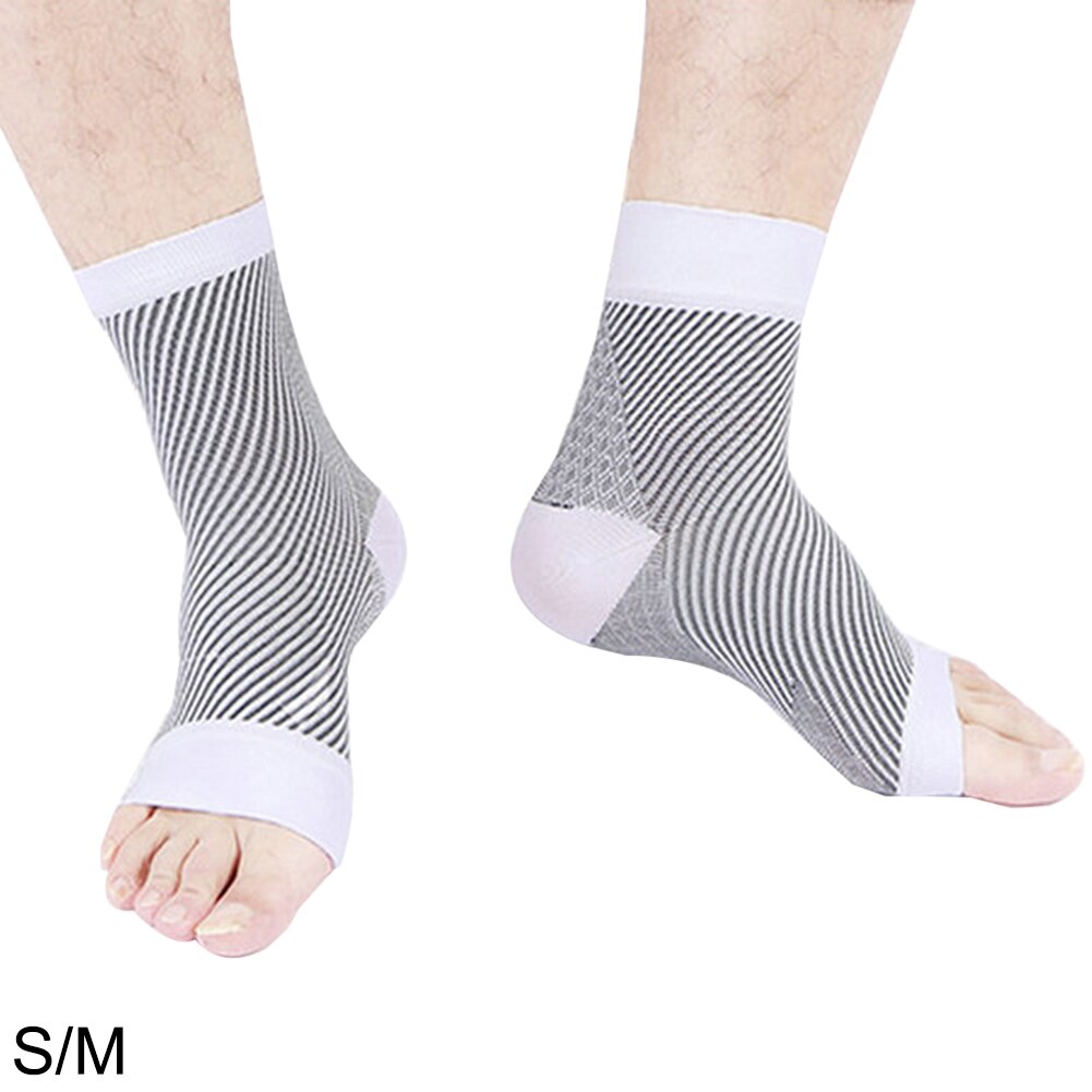 Protección para esguinces calcetines deportivos de presión de tobillo protección de tobillo de fibra de cobre calcetines protectores de tobillo mangas de compresión: White / S / M