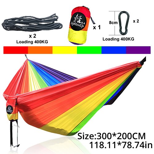 6 Color Rainbow Hammock 300cm Furniture Garden Hamaca Outdoor Swing Double-Hammock Bed Spring Moodes: Default Title