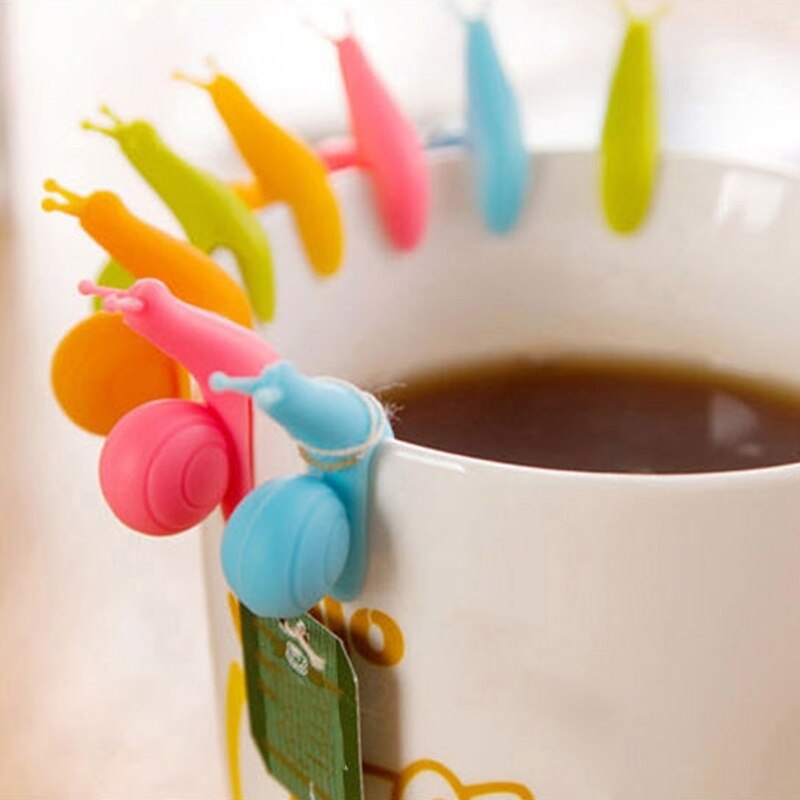 Porte-Sachet De Thé En Silicone Mignon - 10pcs Écureuil Et Escargot | Marqueur Verre Anti-Confusion