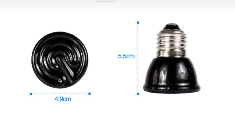 Zwarte 60w 80w 100w mini infrarood keramische emitter warmtelamp voor reptielenhuisdierbroedmachine 220v e27 v3
