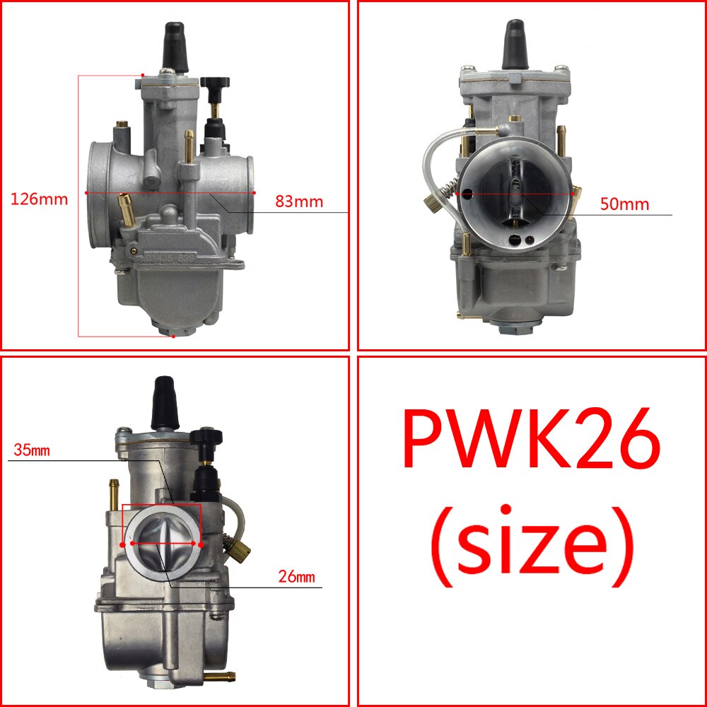 Pwk 24 26 28 30 32 34 mm kaasutin kaasutin  gy6 lenkille dio rtl 50 125 250 cr80 cr85r cr125 nsr 50 nsr 80 dt100 skootteri maastoajo: 26mm