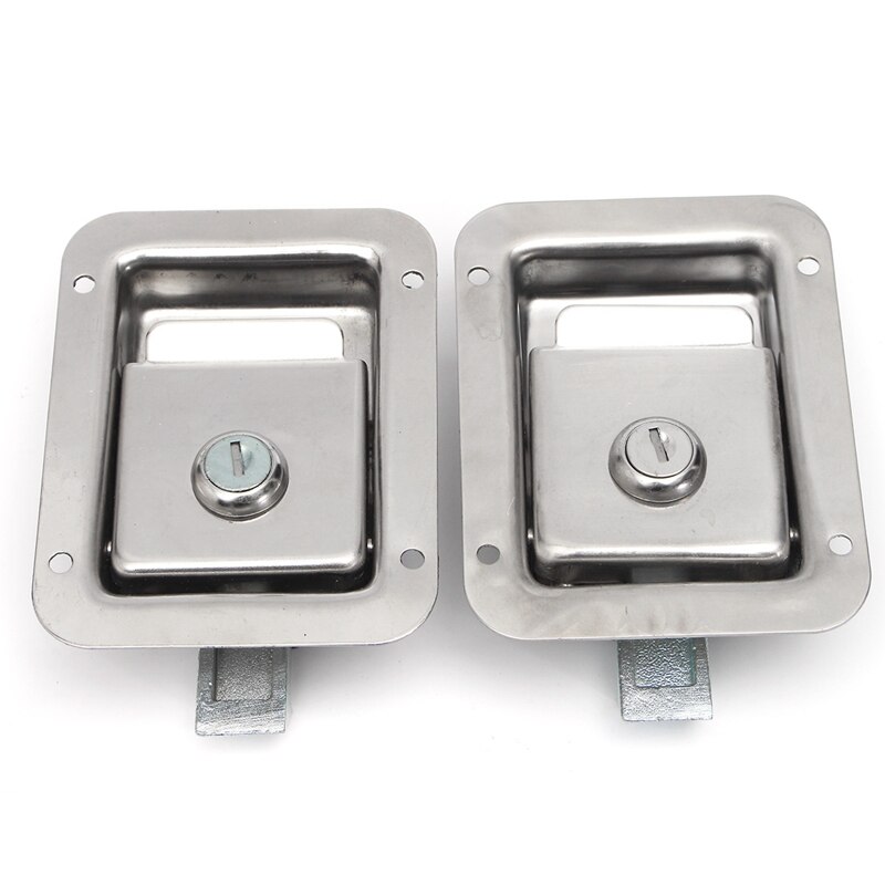 2 Sets Trailer Truck Toolbox Door Lock Stainless Steel Handle Door Lock T-Panel Lock Door Handle Latch