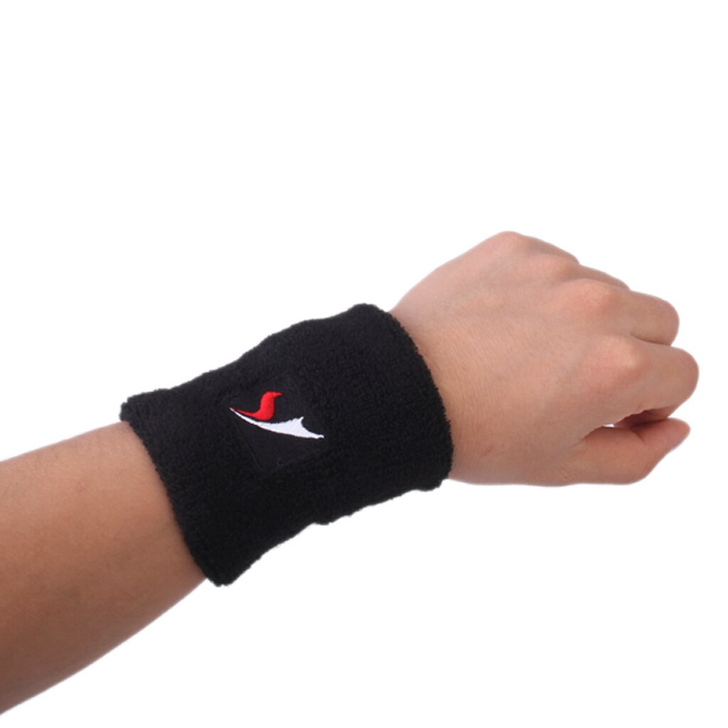 Black Sports Wristband Sweatband Tennis Squash Badminton Gym Exercise Fit