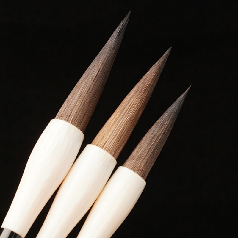 Pluma de caligrafía China 3 unids/set Mouse whisker pluma de la pintura China de la caligrafía pinceles con la caja de Tinta China