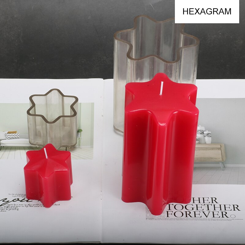 Pentagram hexagon shape candle molds handmade velas multi size candle moulds manual candle form for home ornament lz46