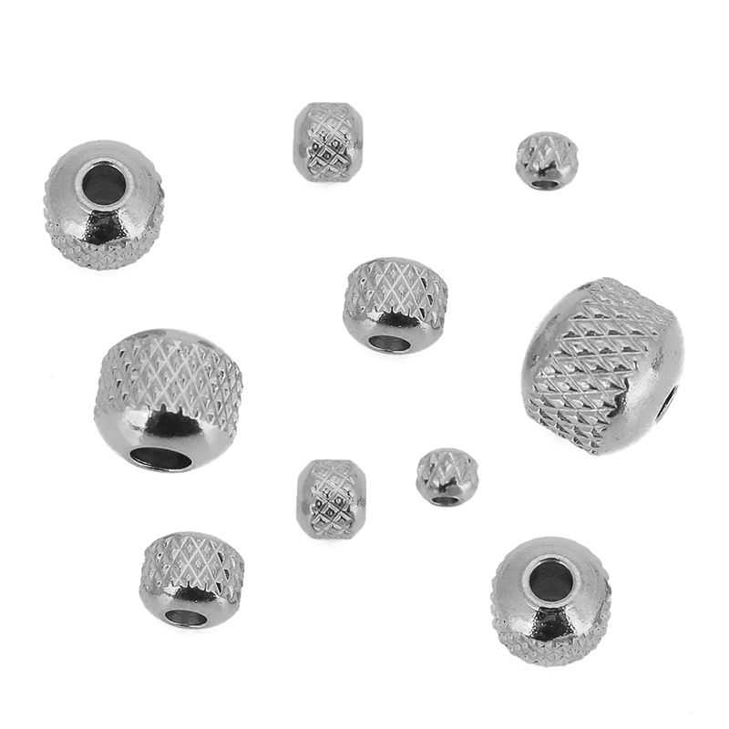 30pcs 3/4/5/6/7/8mm Stainless Steel Beads Gold Color Ridged Cyclinder Tube Spacer Loose Beads for Jewelry Making DIY Findings: WHITE / 8mm