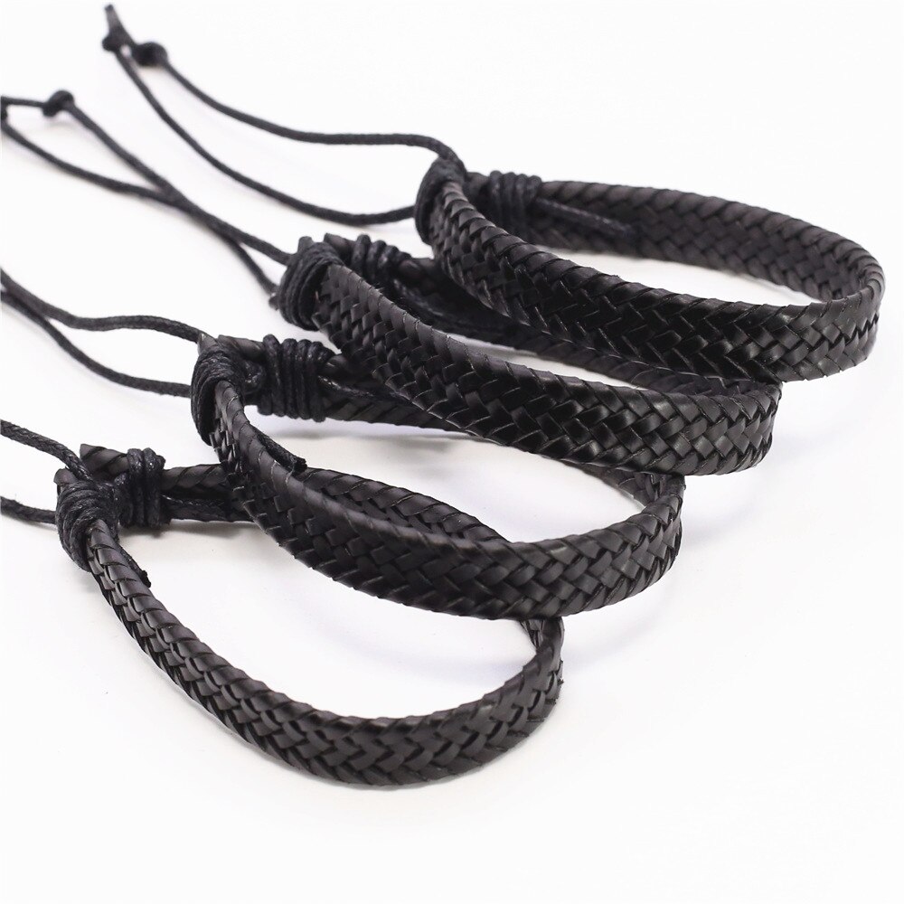 50 unids/lote tejido hecho a mano de cuerda de cuero de los hombres Pulseras para las mujeres Femme Homme hombre Pulseras joyería libremente: color4
