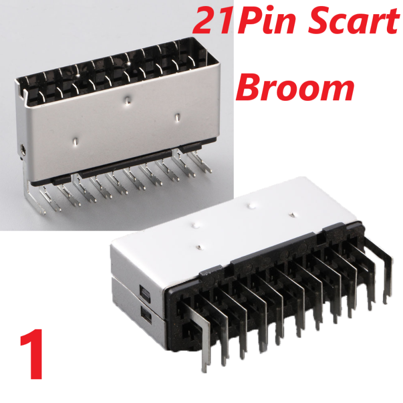 Scart 21pin broom head connector Socket set-top box STB with shield screw holes: 1