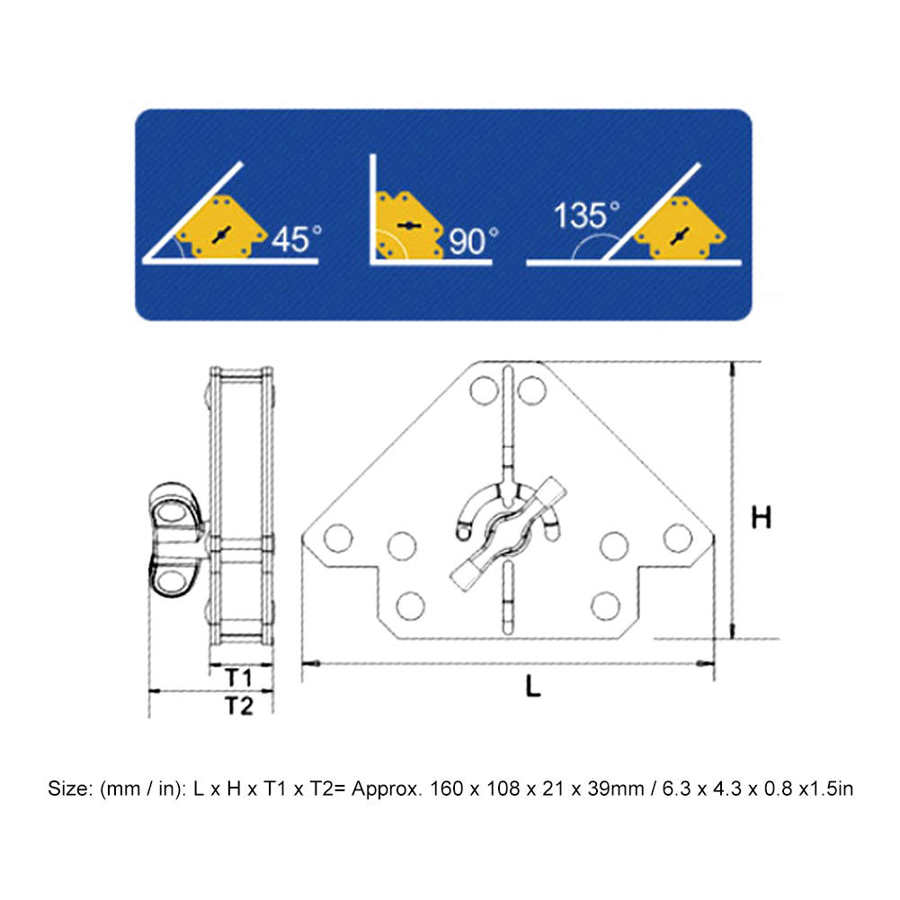 FM3-M Welding Welding Magnet Soldering Locator Tool Magnetic 30-50KG Suction Arrowing-Shape with Switch Welding