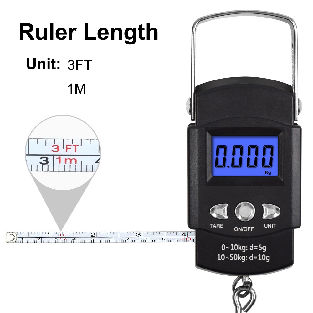 Draagbare 75kg LCD Digitale Weegschaal Elektronische Handheld Riem Bagage Hangende Schaal Backlight Balans Wegen Digitale Display Hangende Haak Elektronische Weegschaal met Meetlint