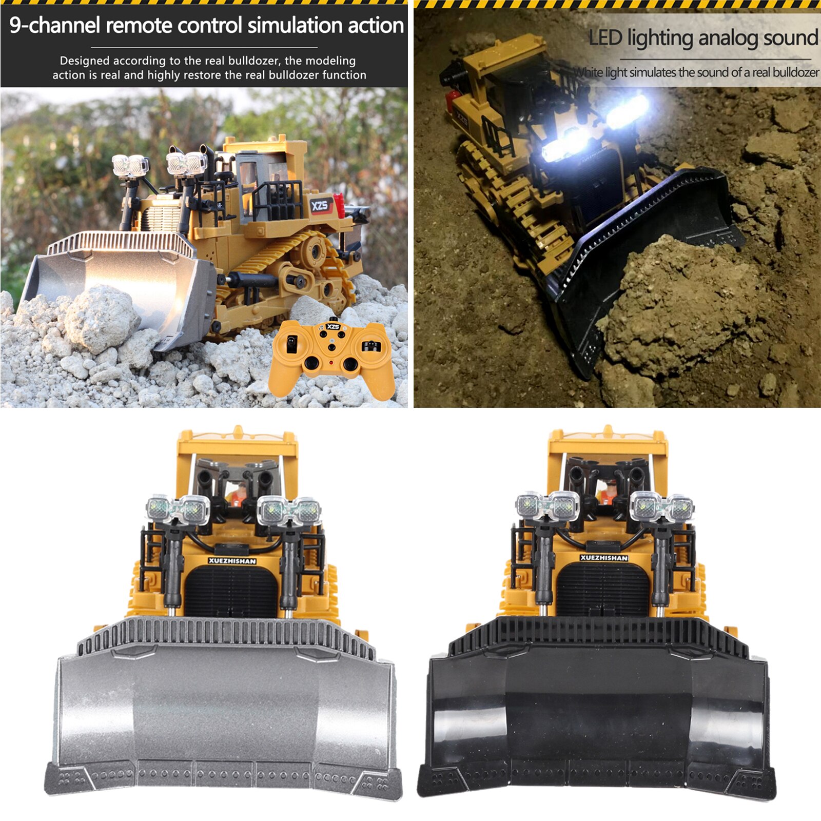 9CH RC Bulldozer 1:24 Licht & Klang Ingenieurwesen Auto Lkw Junge Spielzeug