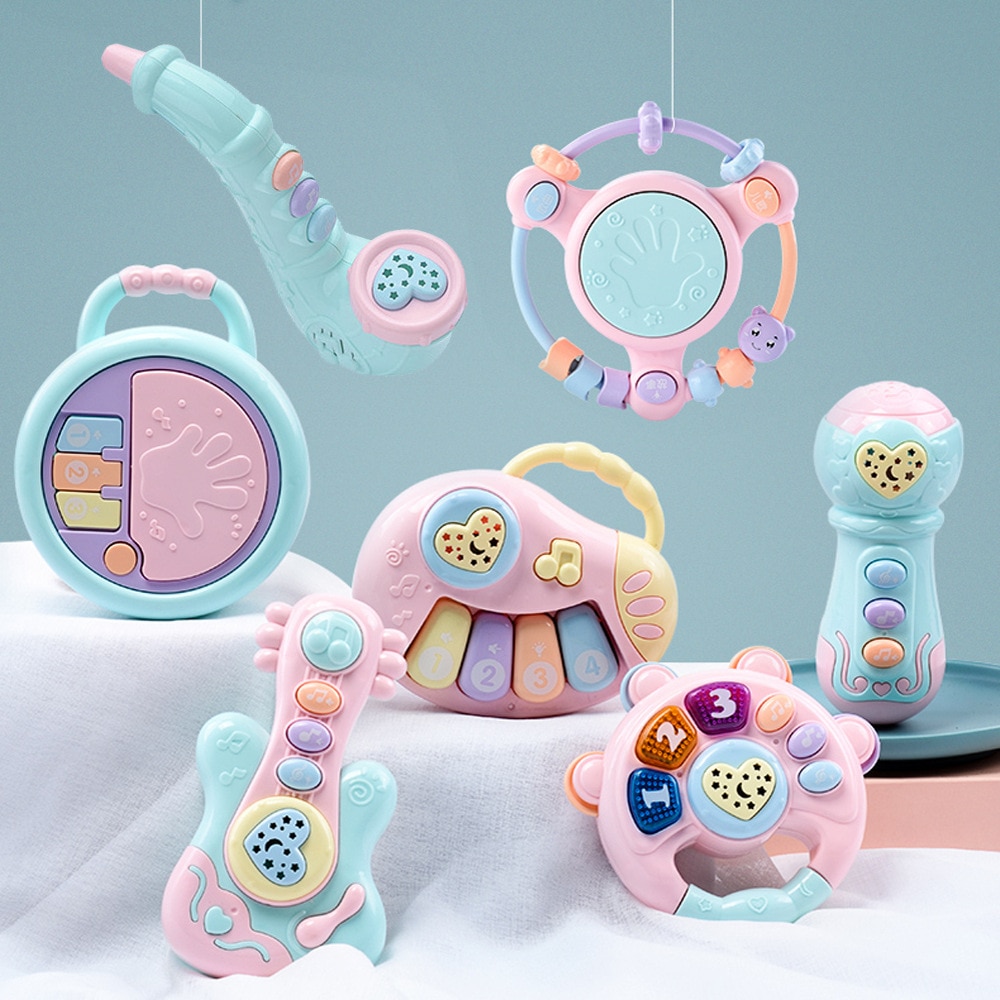 Kleurrijke Projectie Muzikale Baby Rammelaars Speelgoed Knipperende Hand Bells Baby Speelgoed Zuigeling Digitale Grafische Cognitie Educatief Speelgoed
