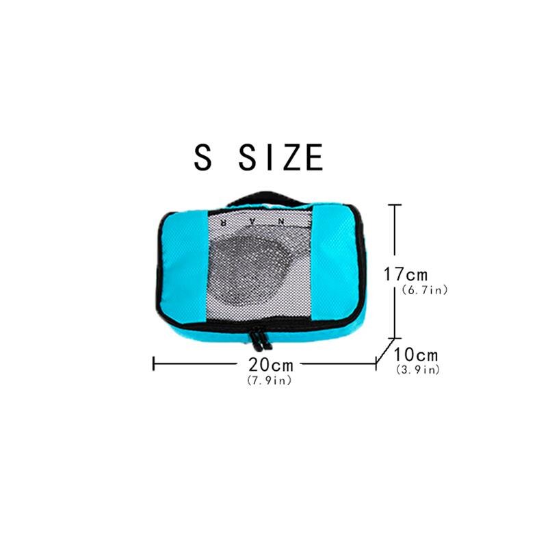 Men Women Children's Nylon Foldable Travel Bag Large Capacity Hand Luggage Waterproof Packing Cubes Travel Luggage Organizer: BLUE  S