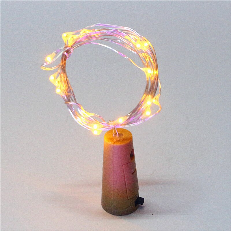 Lyssnor vinflaske med kork 2m 20 led flaske lys batteri kork til fest bryllup jul halloween havedekoration: Gul