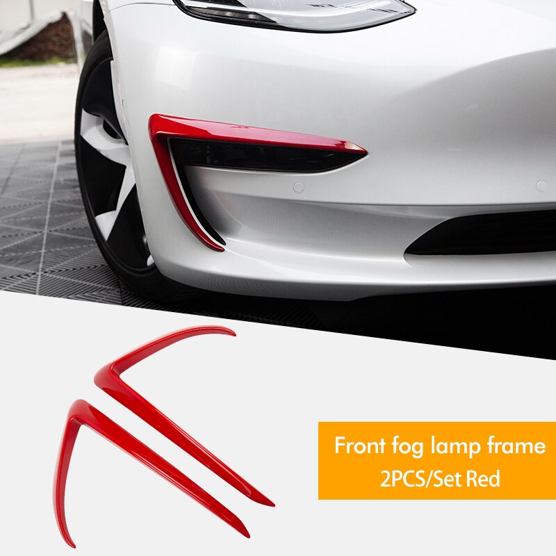 Heenvn framklinga för tesla modell 3 tillbehör abs kolfiber svart vit biltillbehör modell 3 modell tre: Röd