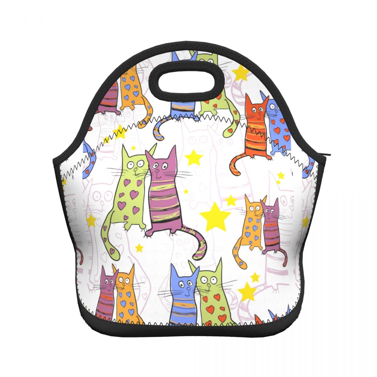 Fiambrera con forma de gato para niños, niñas y mujeres, bolsa organizadora para Picnic, Camping, frutas y bebidas: Black 5