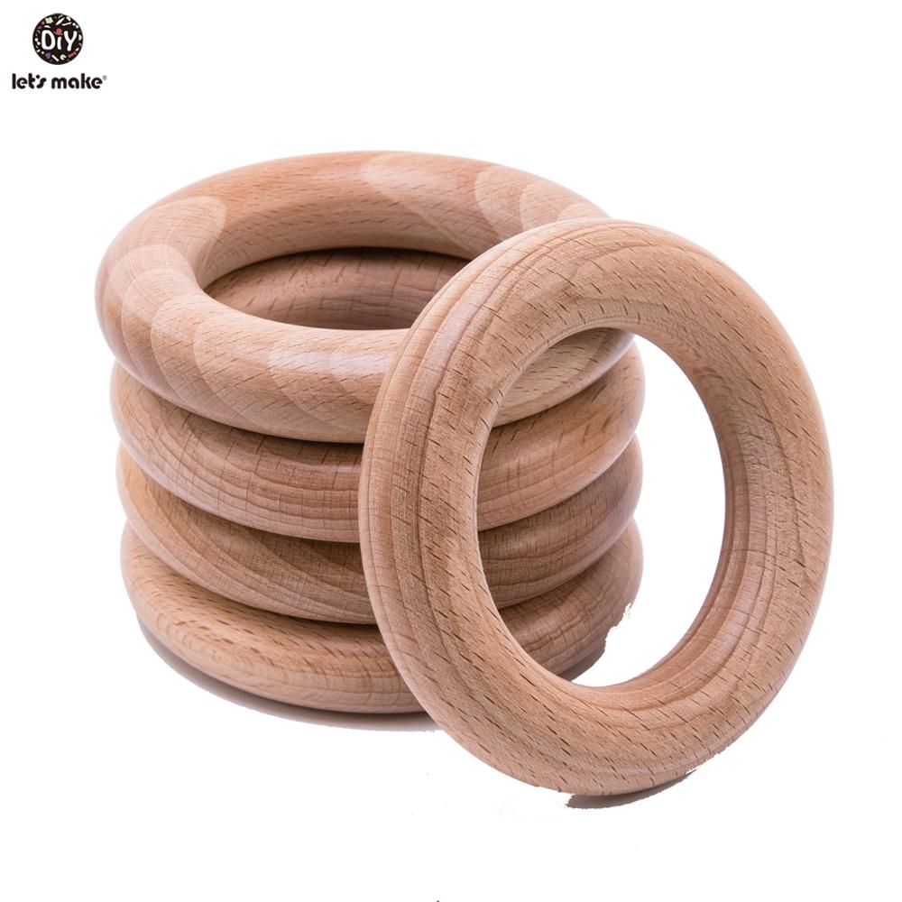 Let'S Maken Beuken Houten Bijtring Ring 50Pc 70Mm Baby Tandjes Houten Ambachten Speelgoed Voor Baby Rammelaars Hout Ring baby Bijtring Kinderwagen