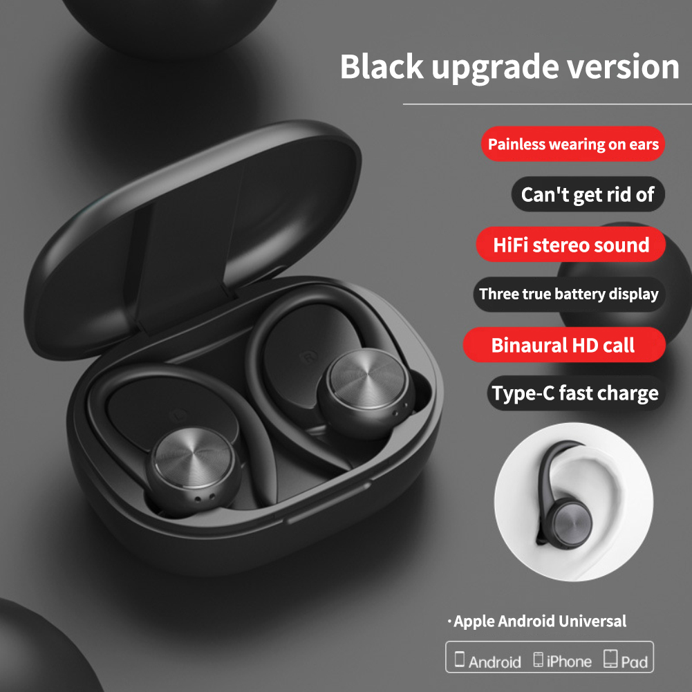 Auriculares inalámbricos R200/J92, audífonos con ganchos para las orejas impermeables IPX5, audífonos deportivos compatibles con Bluetooth, audífonos de música estéreo HiFi con micrófono: 01