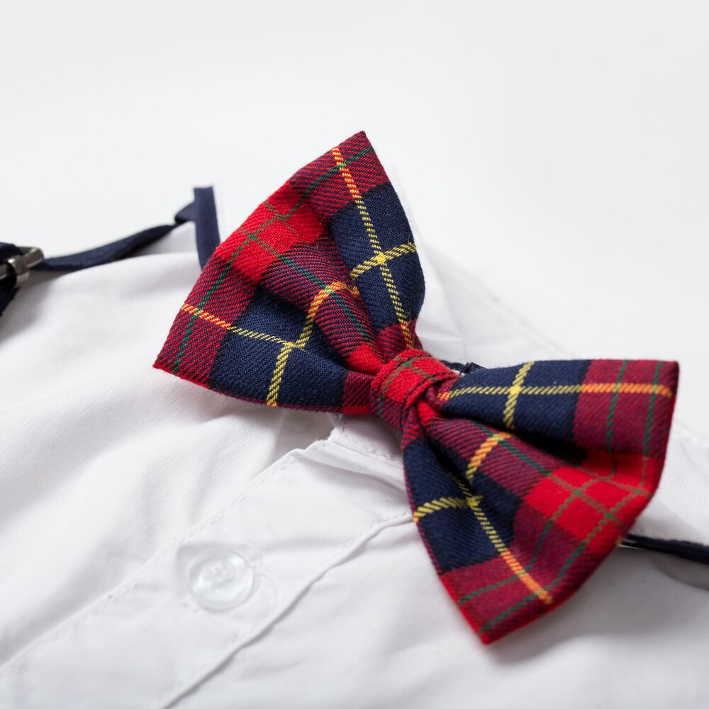 Sommer Jungen Hochzeit Outfit rot Plaid kurze Hose Weißes Hemd Fliege 1T Geburtstag Party Kleinkind Jungen Anzug Chlidren kleidung