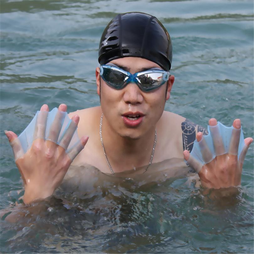 CKAHSBI Schwimmen Silikon Fins Getriebe Hand Web Flippers Silikon Handschuhe Männer Schwimmhäuten Training Handschuhe Frauen Für Schwimmen S-L 1 Paar