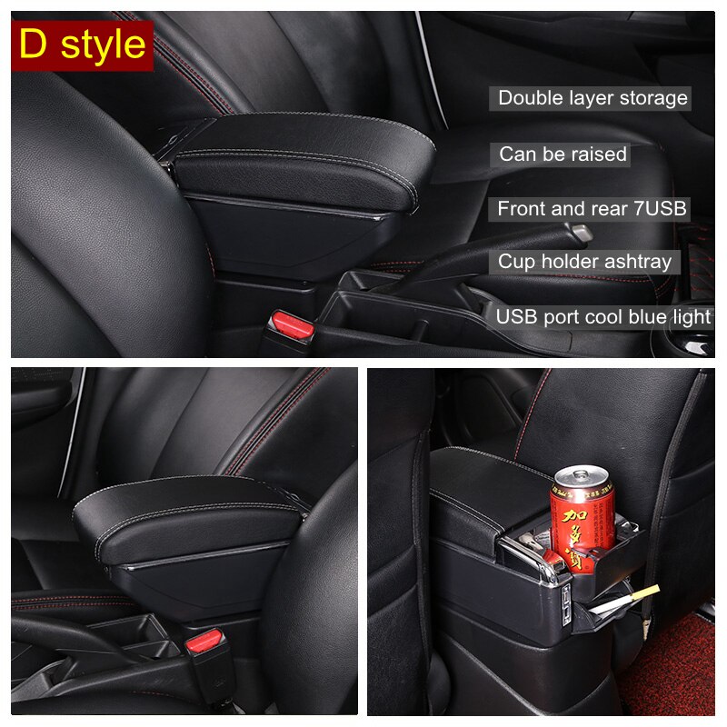 Armrest box For Toyota Yaris Hybrid sol - Dual Layer Rotatable Large Space Central Store Content Box: D Styke Black White