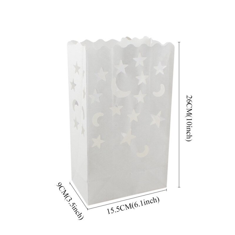 10PCS Wedding Heart Tea Light Holder Luminaria Paper Lantern Candle Bag Home Romantic Wedding Party Decoration Supplies