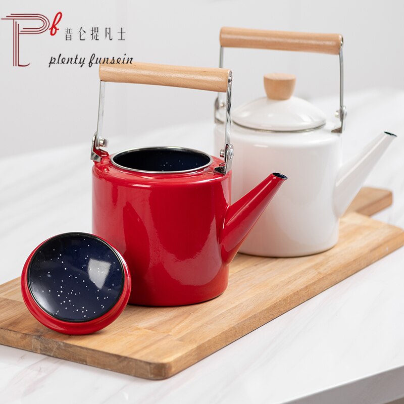 Emaille Emaille Ketel Koud Waterkoker Restaurant Theepot Kokend Ketel Verdikte Inductie Fornuis Aardgas Huishoudelijke Commerciële