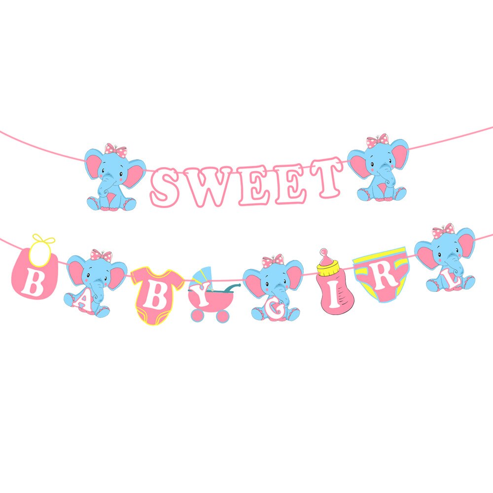 Baby Party Decoraties Leuke Olifant Ballonnen Baby Douche Olifant Banner Doop DIY Decor Oh Baby Jongen Meisje Verjaardag: pink banner