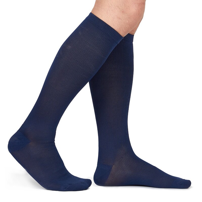 Multi - color pressure varicose veins leg compression socks relief pain knee sport socks support stretch breathable soccer socks: navy / L/XL