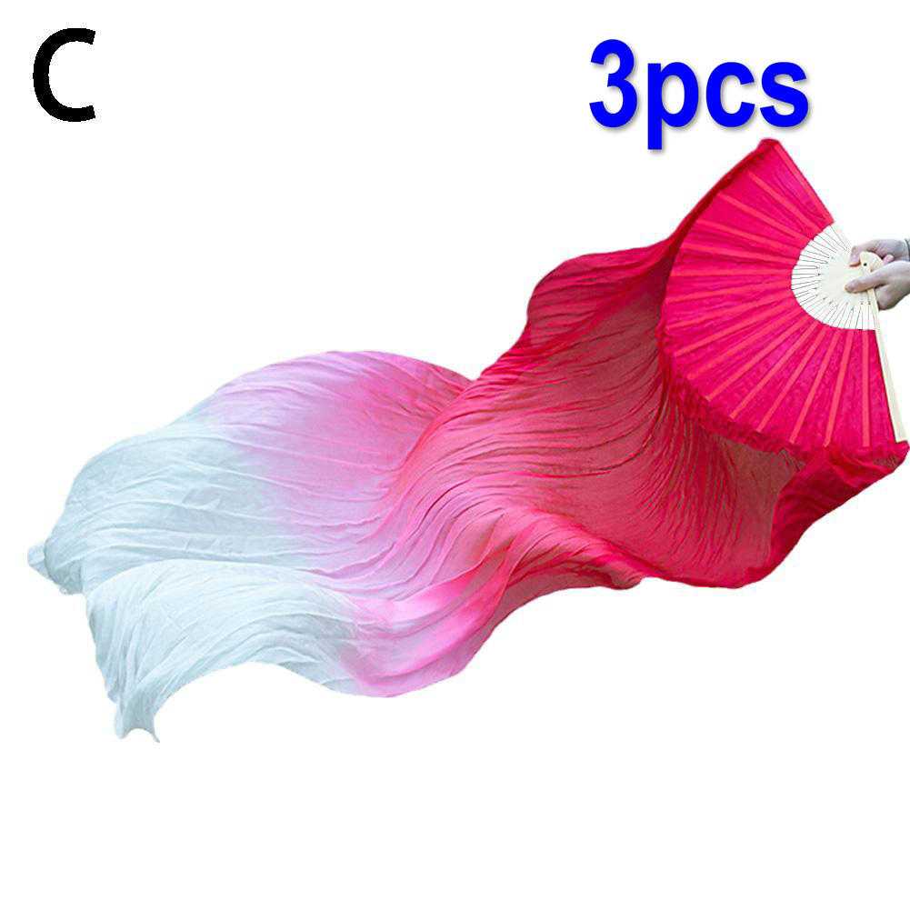 Abanico de danza del vientre para mujer, 150cm, Color degradado, práctica de bailarina, abanicos largos de seda de imitación, accesorios de baile, 1 ud.: Amarillo claro