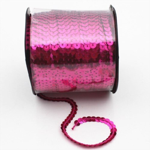 10 yard/lot 6mm diamètre plat rond PVC Paillettes ruban Paillettes couture sur garnitures pour artisanat, femmes vêtements accessoires: Rose red 10yards