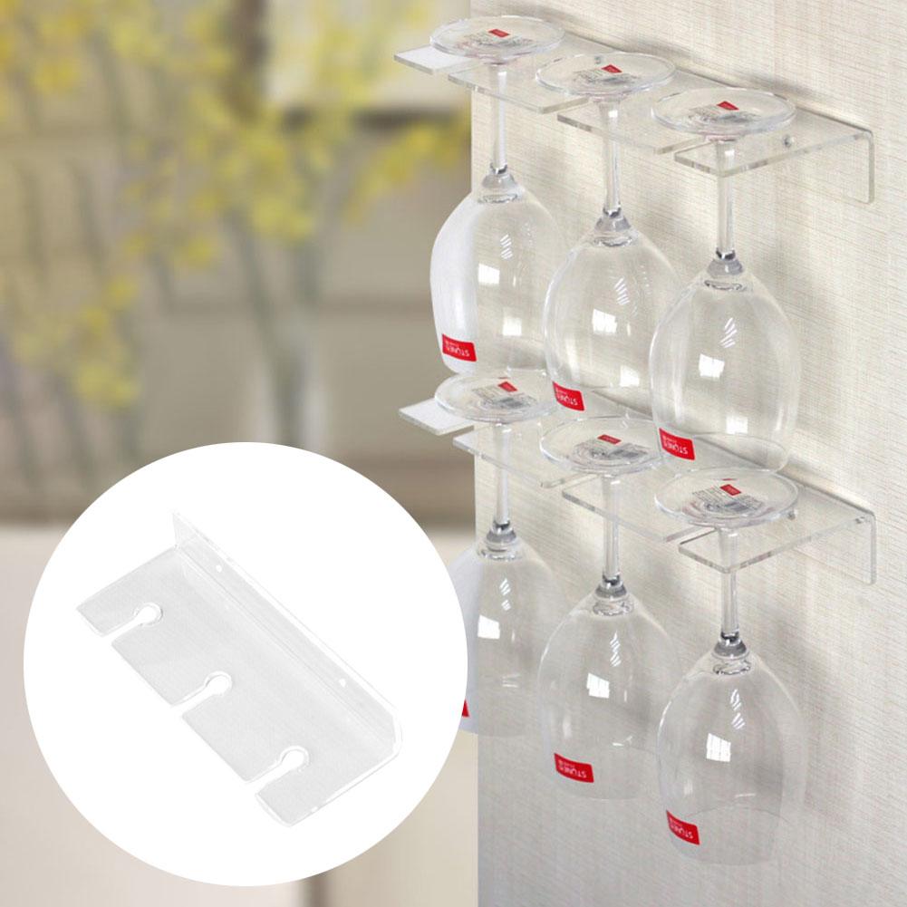 Wall Mount 3 Slot Acrylic Wine Glass Rack Upside Down Wine Rack Goblet Rack Hanging Wine Hanging Cup Holder