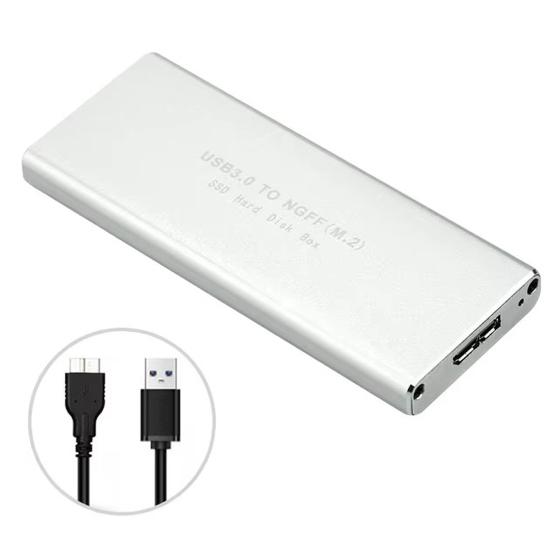 NGFF Hard Disk External M.2 Solid State 5Gbps SSD Cooling Metal Case USB3.0 PC for 2230/2242/2260/2280 Mobile HDD Enclosure MN01: Silver