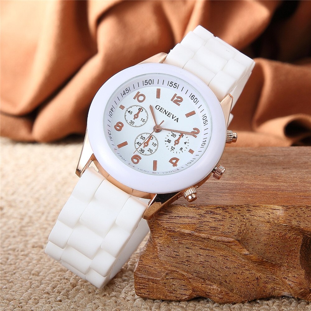 Simple Kids Watches Boys Jelly Color Watches Girls Students Wristwatches Childrens Watches Casual Clock Silicone Watch: White