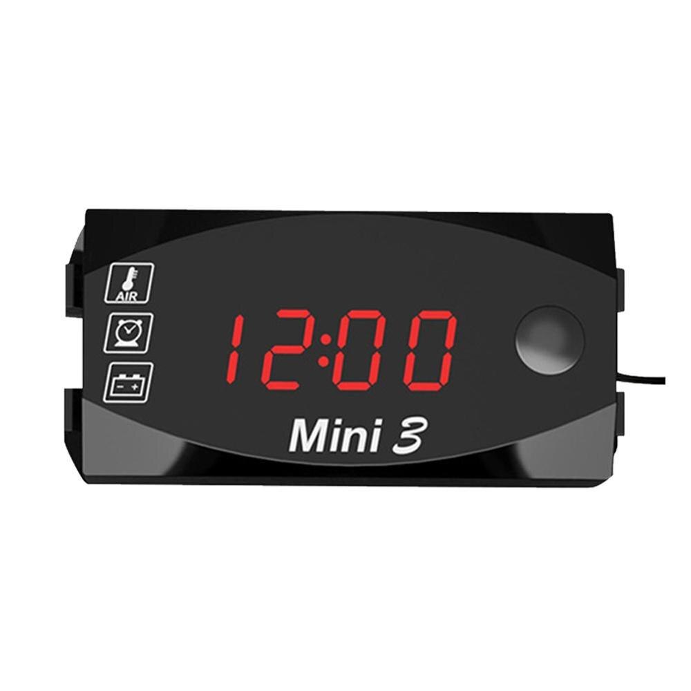 Universal- Motorrad Elektronische Uhr Thermometer Voltmeter Drei-in-eins IP67 Wasserdicht Staub-nachweisen LED Uhr Digital Anzeige: Schwarz