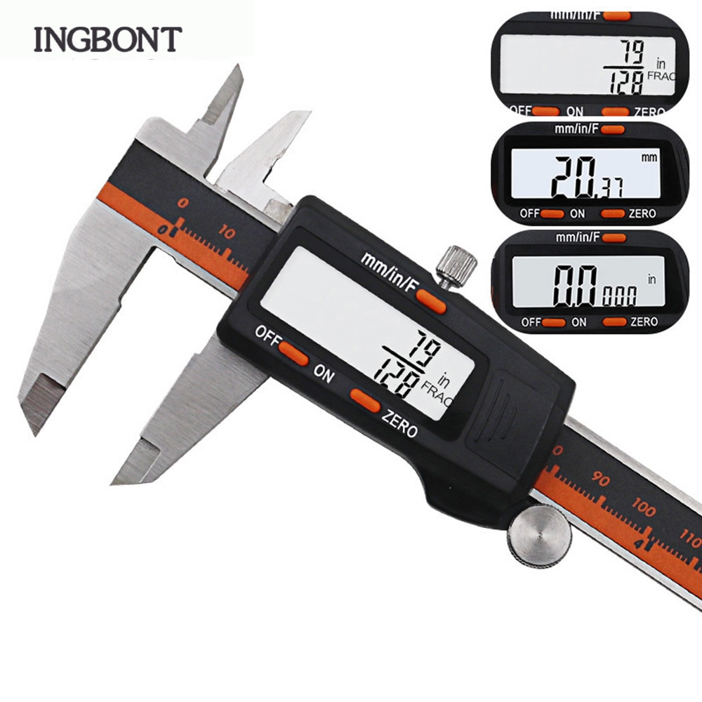 Stainless Steel Digital Display Caliper 150mm Fraction / MM / Inch High Precision Stainless Steel LCD Vernier Caliper