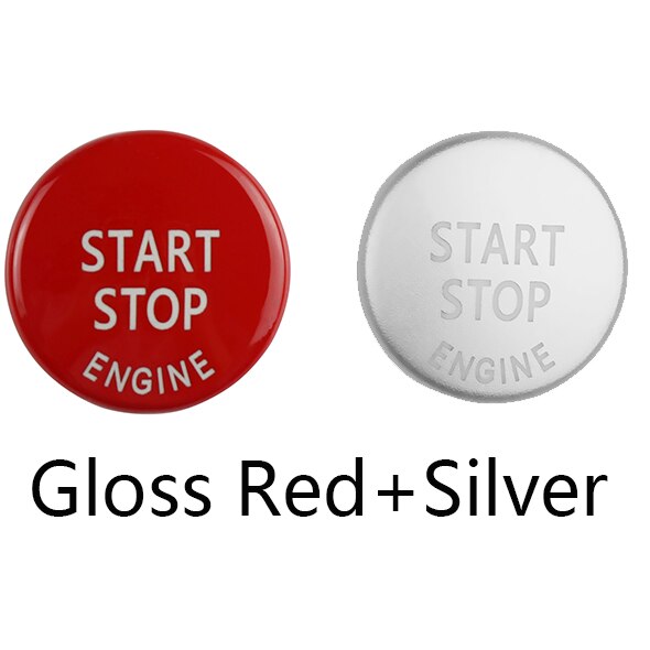 Motor start stop knap tilbehør nøgle dekoration til bmw  x1 x5 e70 x6 e71 z4 e89 1 3 5 serie  e90 e91 e92 e60 bil udskift dæksel: Blank rød sølv