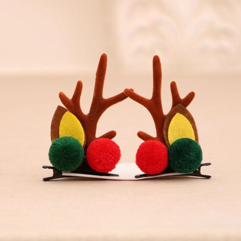 2pcs Children Hair Clips Pins Christmas Glitter Elk Hairgrips Barrettes Kids Hair Accessories For Girls Hairclips: D