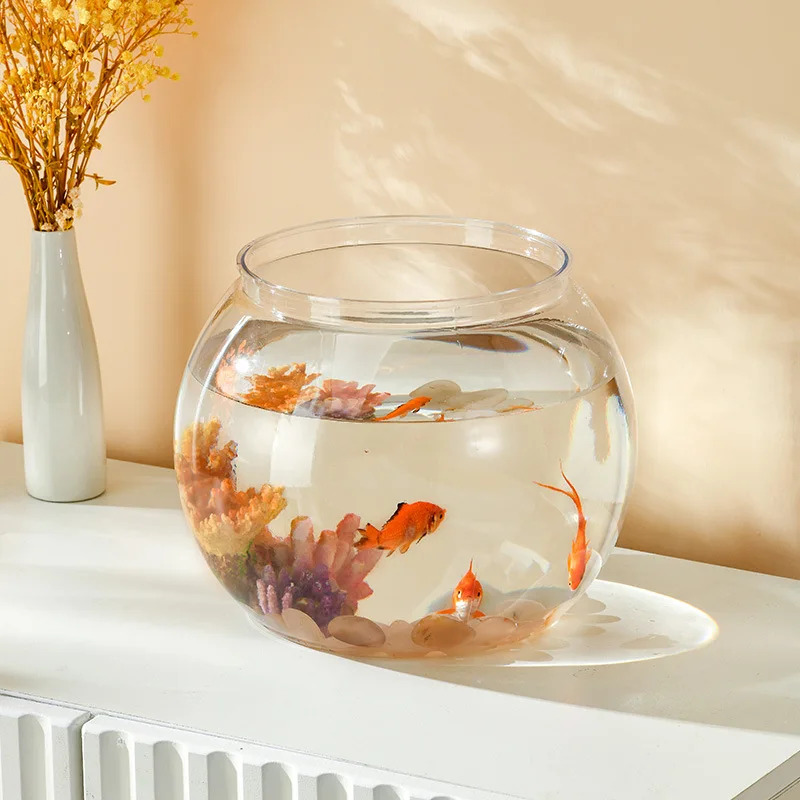 Rowned Fish Transparent Round Ornamental Fish Tank Portable Go... – Vicedeal