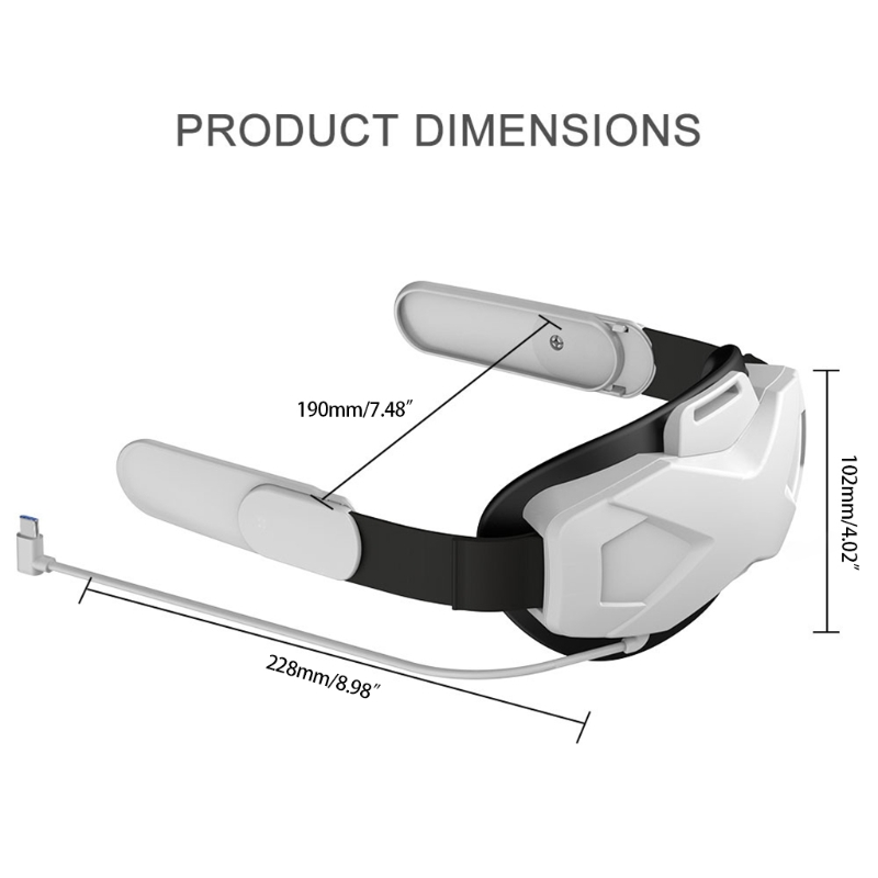 Rechargeable Headset Head Strap Enhanced Support Reduce Pressure in VR Gaming Comfortable to Wear Discover Worlds