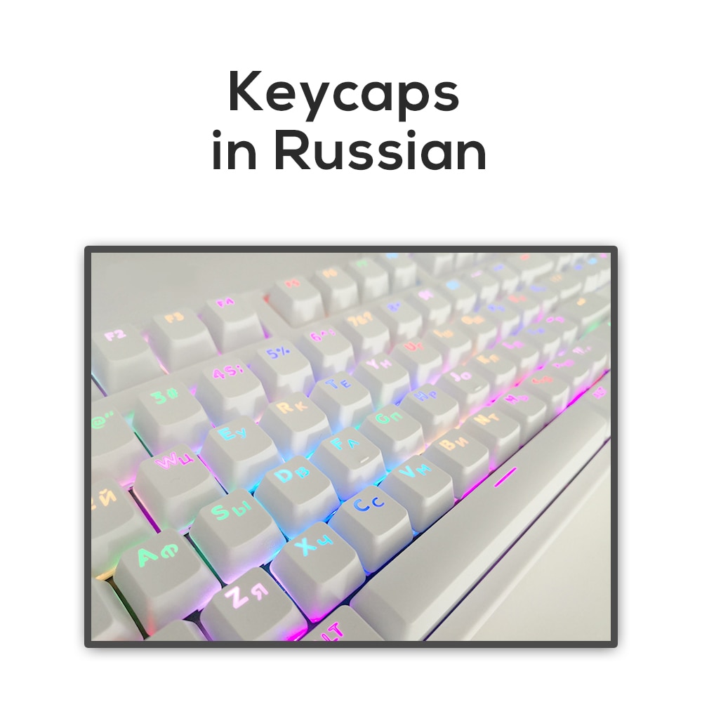 104 Keys Russian Layout Mechanical Keyboard Keycaps ABS Transparent For Cherry MX GK61 Jazz NOPPOO IKBC GANSS RK KBT FICO Switch: White transparent