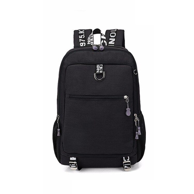 Male backpack man Waterproof USB charging travel School Sport backpack oxford casual laptop backpack Casual For men bag Packs: Black