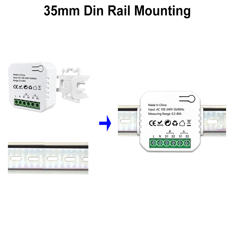 Tuya Smart Life WiFi Energiemonitor Bidirectioneel 1/2 Kanaal met Klem App Monitor Zonne-energie Geproduceerd en Verbruikt Vermogen AC110V 240V