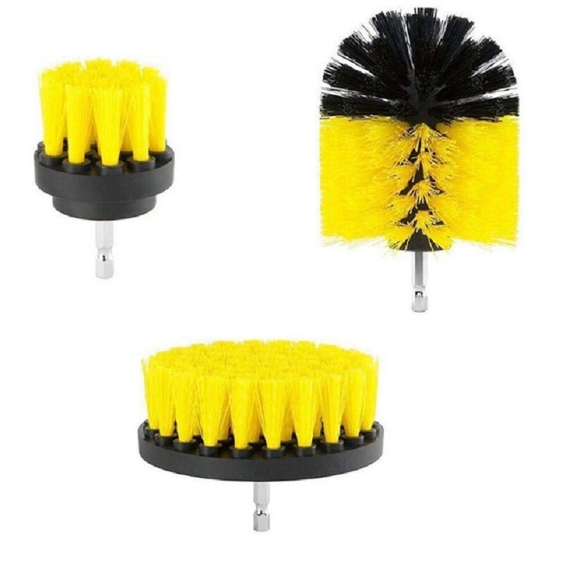 3Pcs Ronde Volledige Elektrische Haren Boor Borstel Rotary Cleaning Tool Set Scrubber Schoonmaak Tool Borstels Wasstraat Hulpmiddel