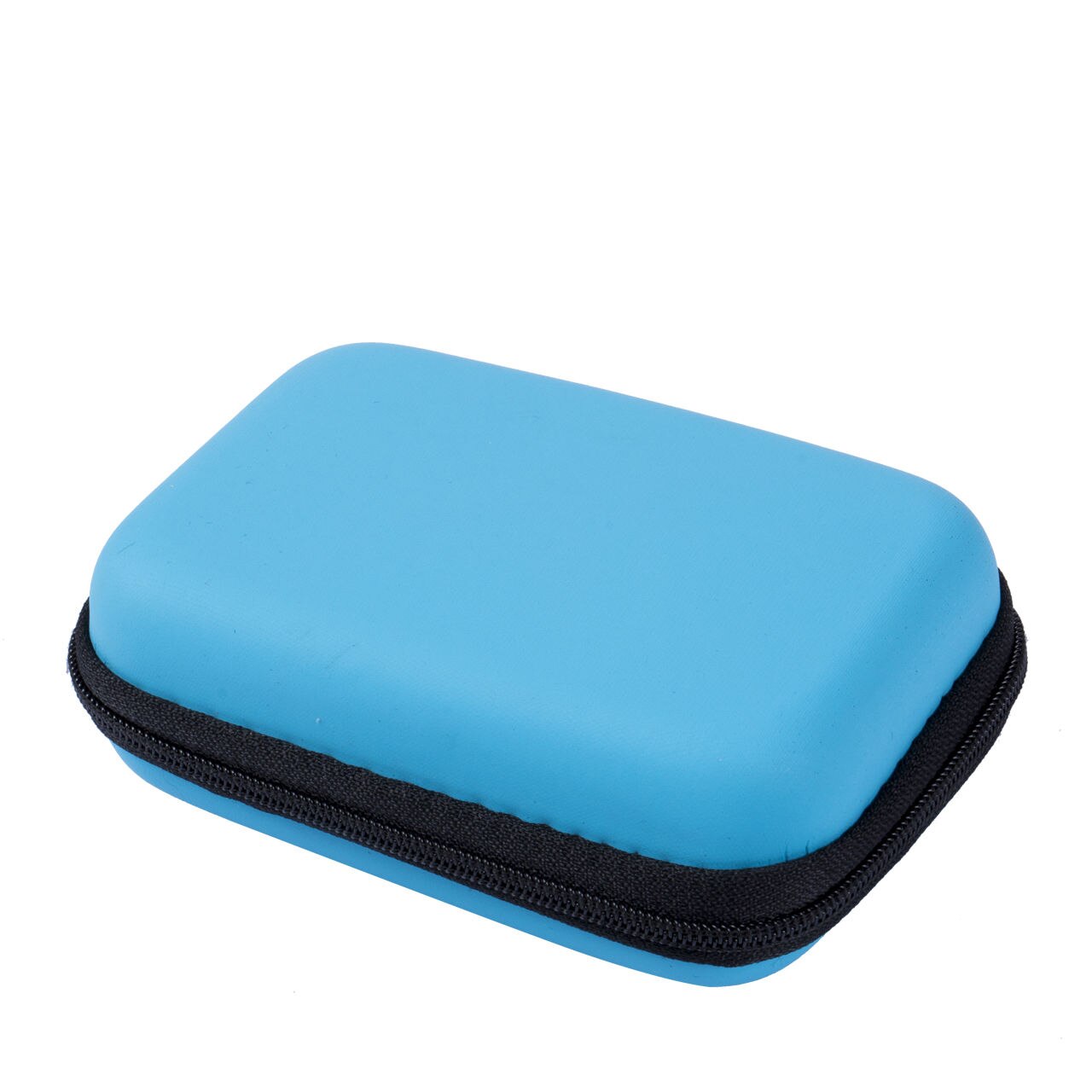 Travel Digital USB Storage Portable Travel Headset Earphone Earbud Cable Storage Pouch Bag Hard Case Box: Blue
